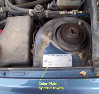 Subaru Touch Up Paint Color Plate Location