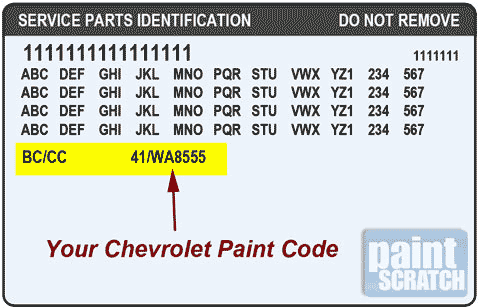 Chevrolet Touch Up Paint Color Code And Directions For Paintscratch Com - 2001 Silverado Black Paint Code