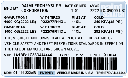 Dodge Color Code Location