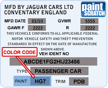 Jaguar Paint Color Chart