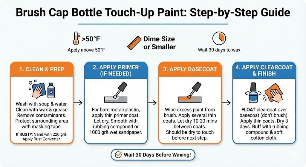 Brush Cap Bottle Touch Up Paint Application Infographic Guide