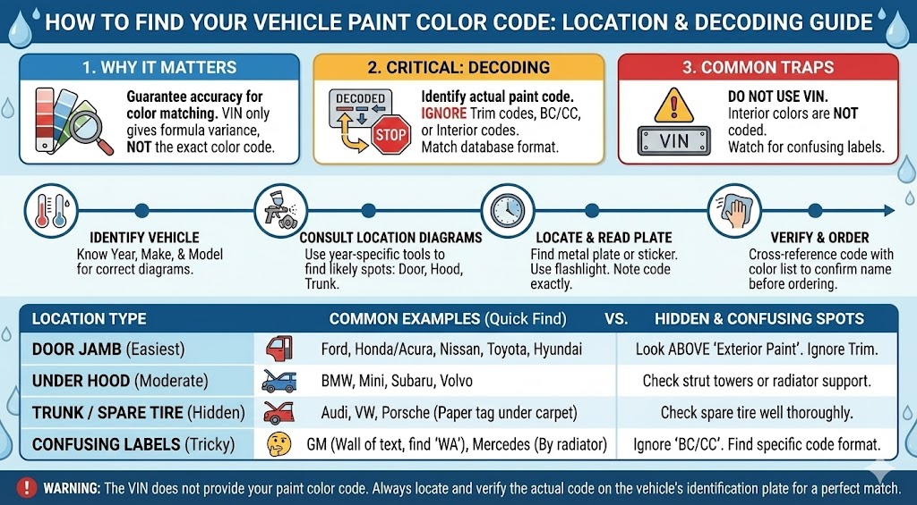 How to Find Your Vehicle Paint Color Code Infographic
