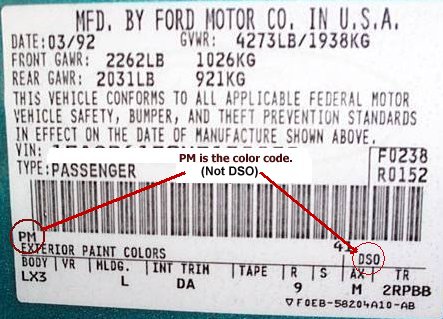 Ford Touch Up Paint Code