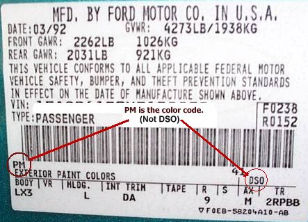 1999 Ford paint color codes #3